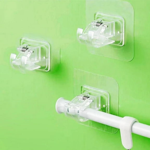 CRESTIN- No-Drill Curtain Rod Set - 4Pcs, Adjustable Length, Includes Telescopic Rod