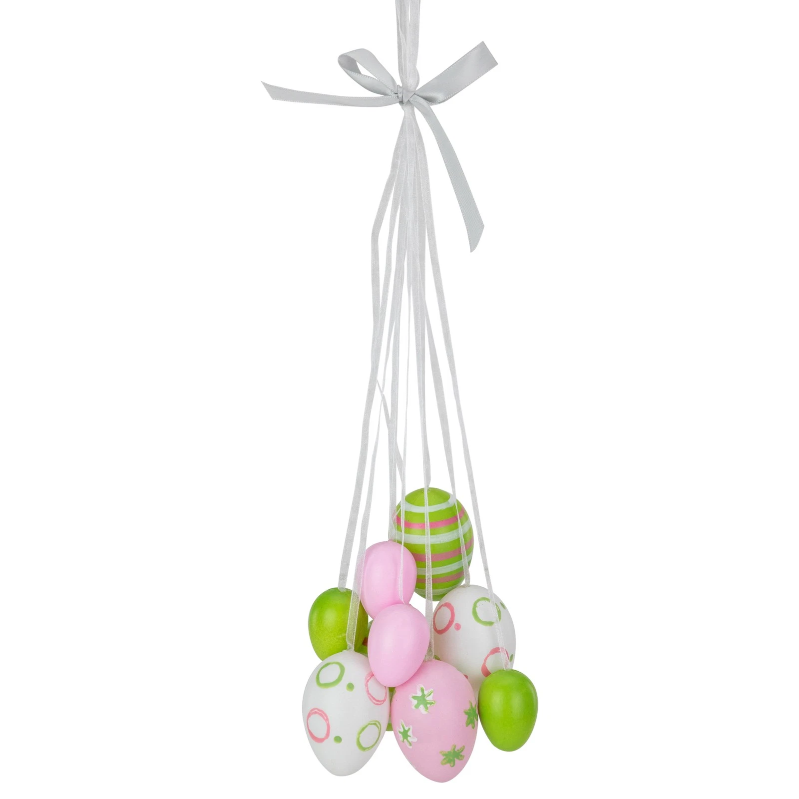 CRESTIN- Northlight 17" Pastel Pink Green White Floral Spring Easter Egg Cluster Decor