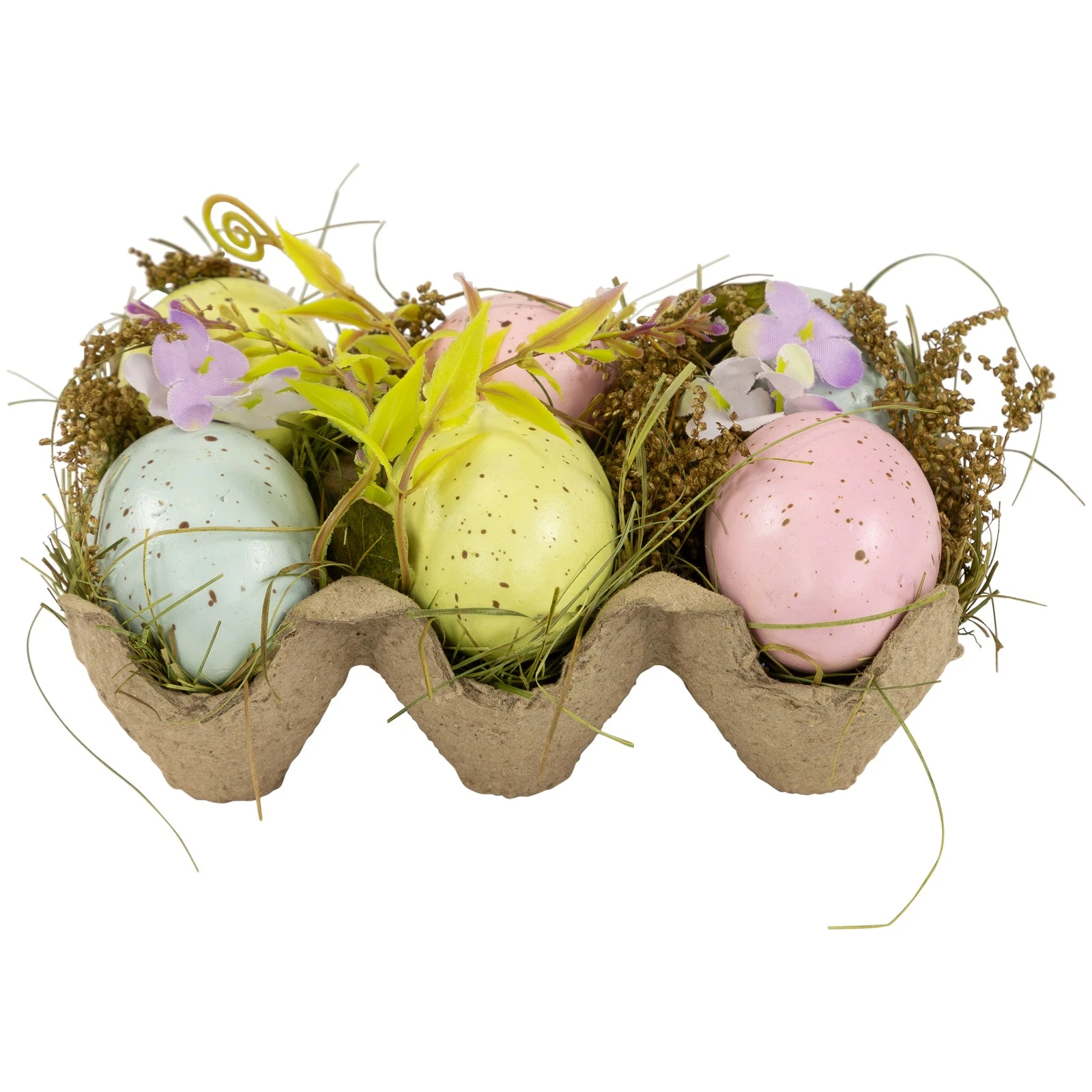 CRESTIN- Northlight Speckled Easter Eggs With Carton Decoration - 6" - Set Of 6