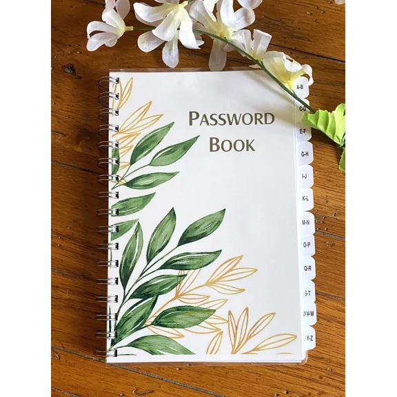 CRESTIN- Password Book Large Print Website Address Book With A-Z Tabs Personalized Free