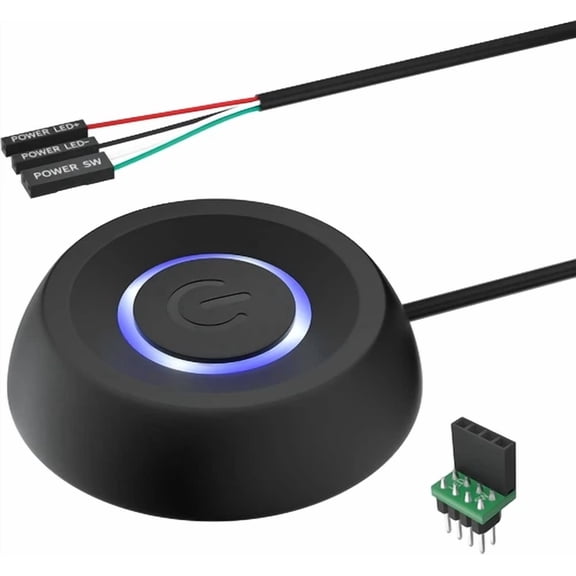 CRESTIN- Pc Power Button, Desktop Button External Switch On Off Black
