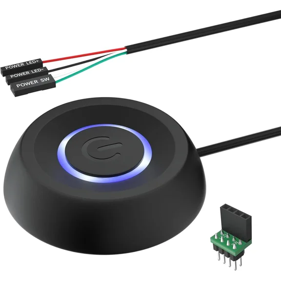 CRESTIN- Pc Power Button, Desktop Button External Switch On Off Black