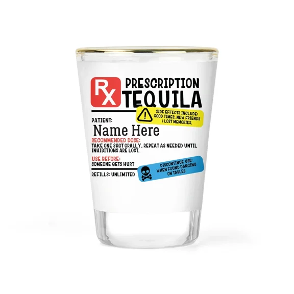 CRESTIN- Personalized Tequila Shot Glass Rx Barware Name Custom Gift Ideas Shooter Gifts