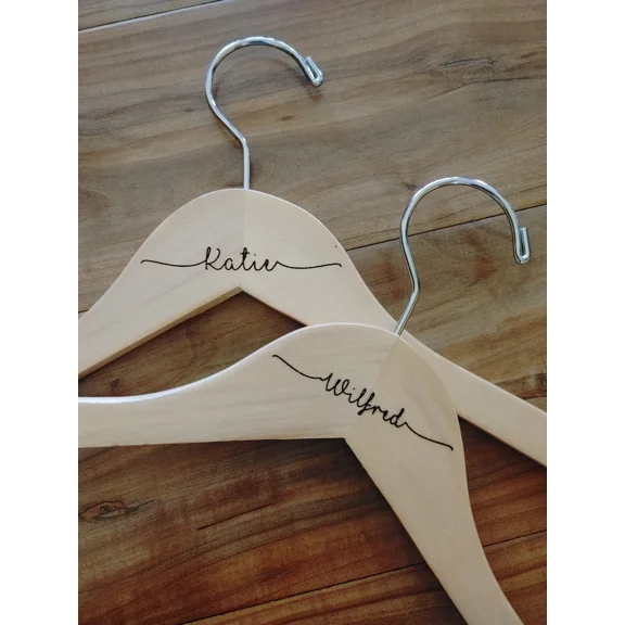 CRESTIN- Personalized Wood Hangers Customizable Clothes Hanger Wedding Gift Bridal Dress