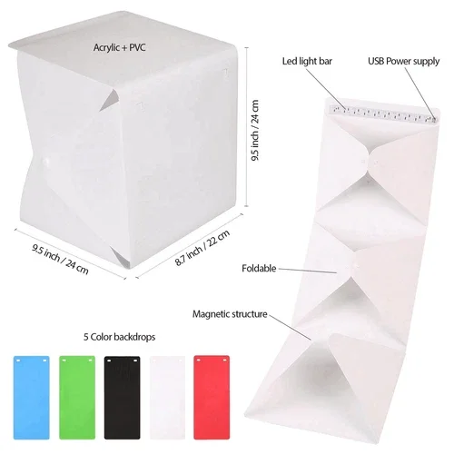 CRESTIN- Photo Light Box Portable Small Shooting Tent White Cube Studio Led Kit Room Mini