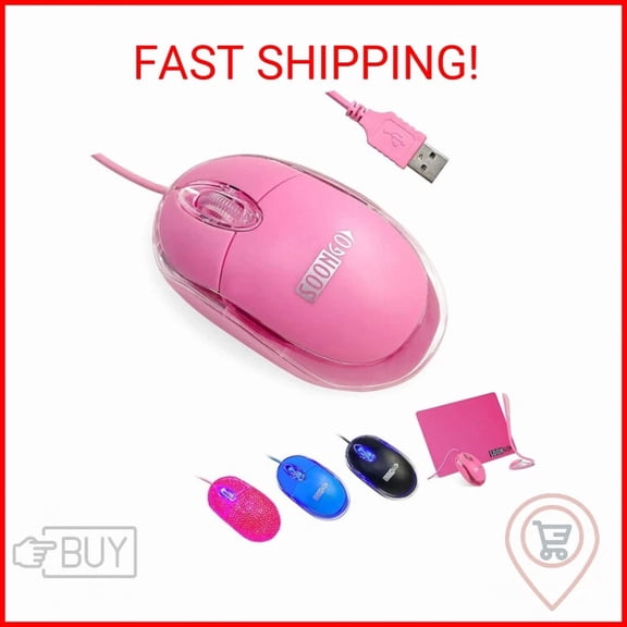 CRESTIN- Pink Mini Mouse Computer Mouse Ergonomic Mouse With 1.5M Cable Usb Mouse For Lap