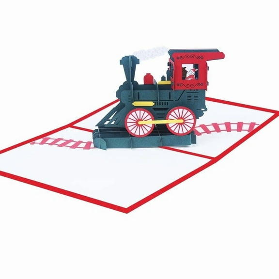 CRESTIN- Pop Up Card Card Santa Steam Engine Express 3D Pop-Up Greeting Card