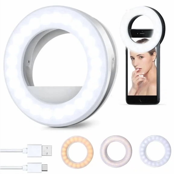 CRESTIN- Portable Selfie Ring Light Rechargeable Clip-On 40Led Fill Light For Smart Phone