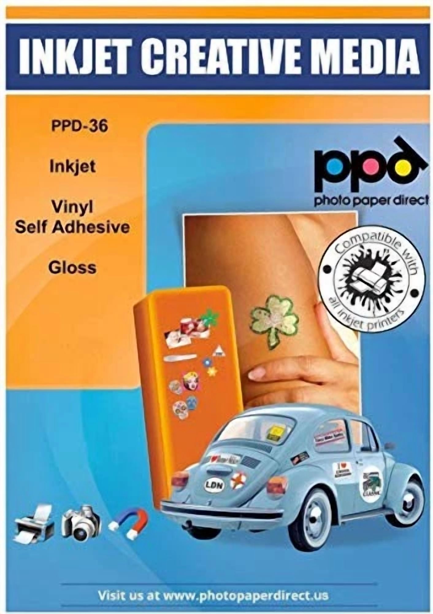 CRESTIN- Ppd Ltr 8.5 X 11 Inkjet Gloss Vinyl Self Adhesive Sticker Paper X20 Shee