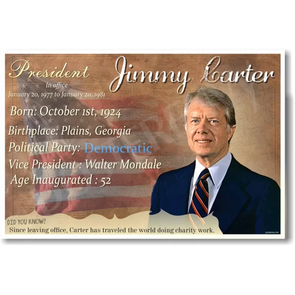CRESTIN- Presidential Series - U.S. President Jimmy Carter New Classroom School Poster