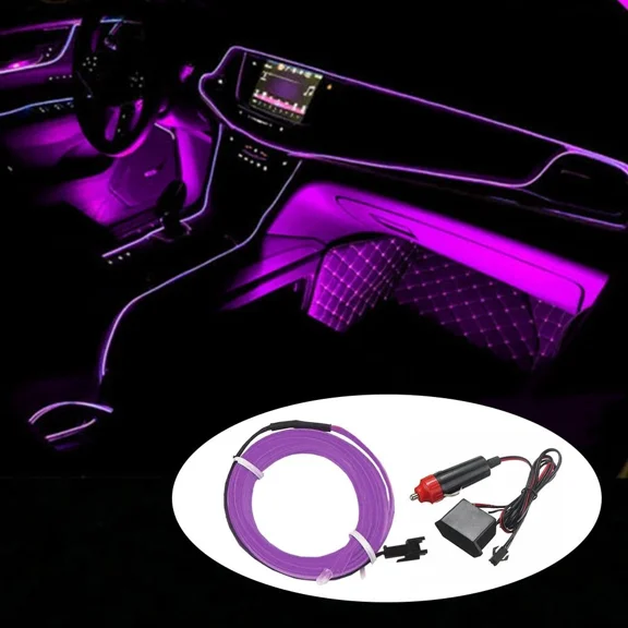 CRESTIN- Purple 2M Led Interior Decor Atmosphere Wire Strip Light Lamp Accessory Car Eoa