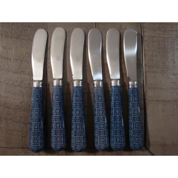 CRESTIN- Quid Novi Trudy Blue Spreader (Butter Knife) #000306 6 Pcs New