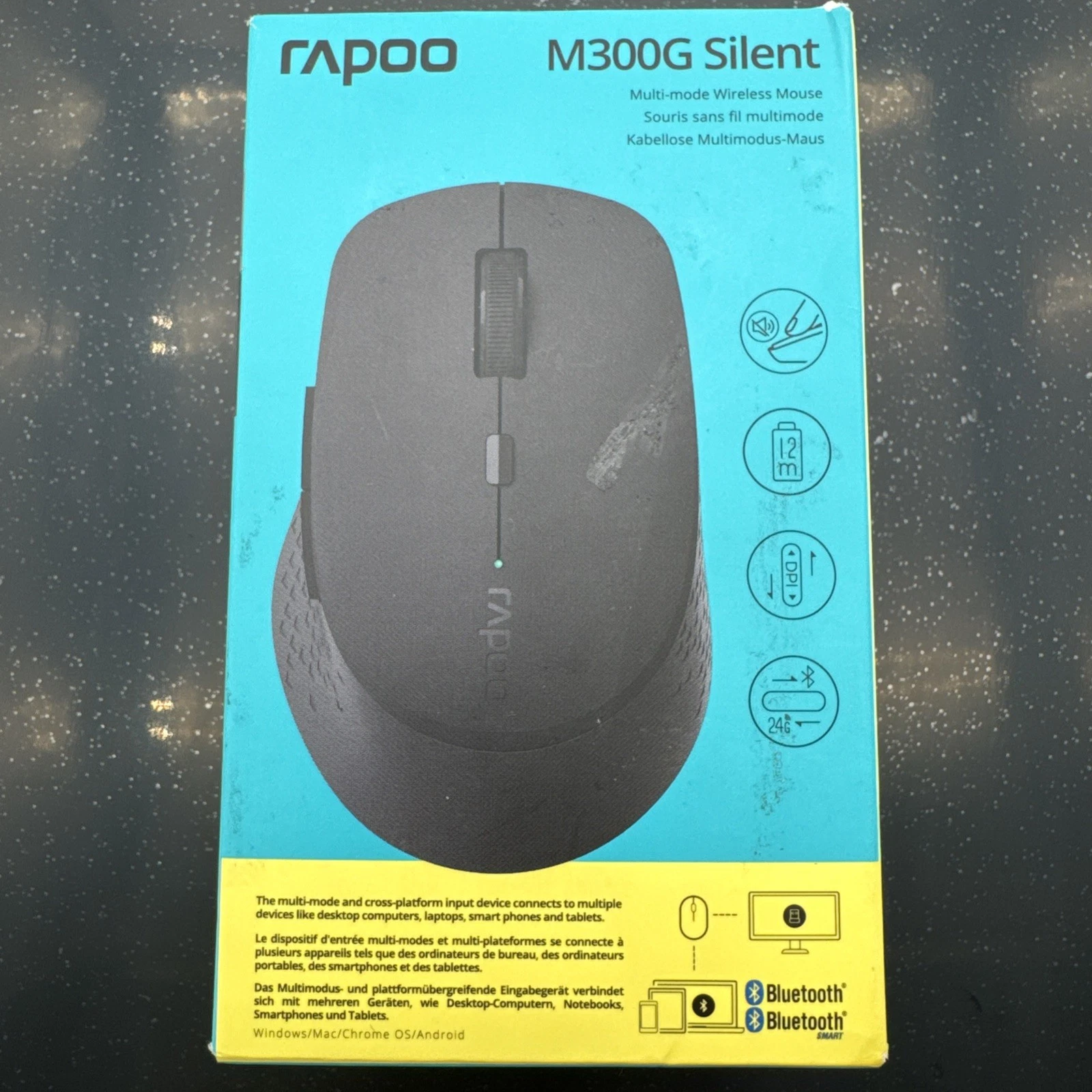 CRESTIN- Rapoo M300G Silent Wireless Mouse Bluetooth Mouse For Laptop Light Grey