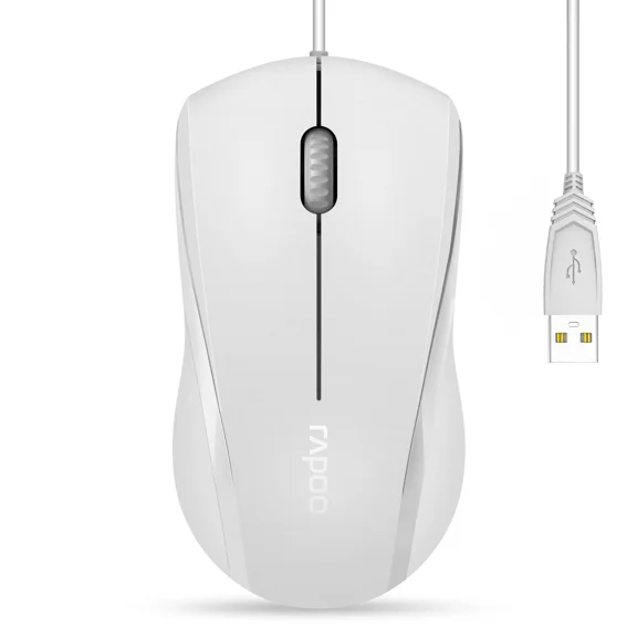 CRESTIN- Rapoo N1600 Silent Wired Optical Mouse 1000 Dpi Computer Mice For Pc Laptop