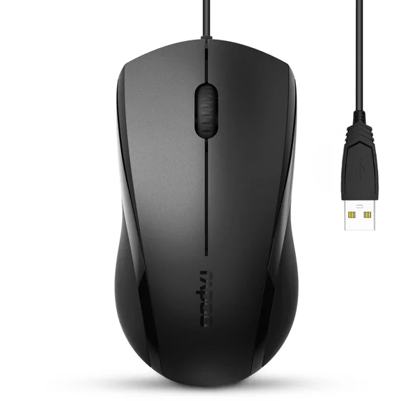 CRESTIN- Rapoo N1600 Silent Wired Optical Mouse 1000 Dpi Computer Mice For Pc Laptop