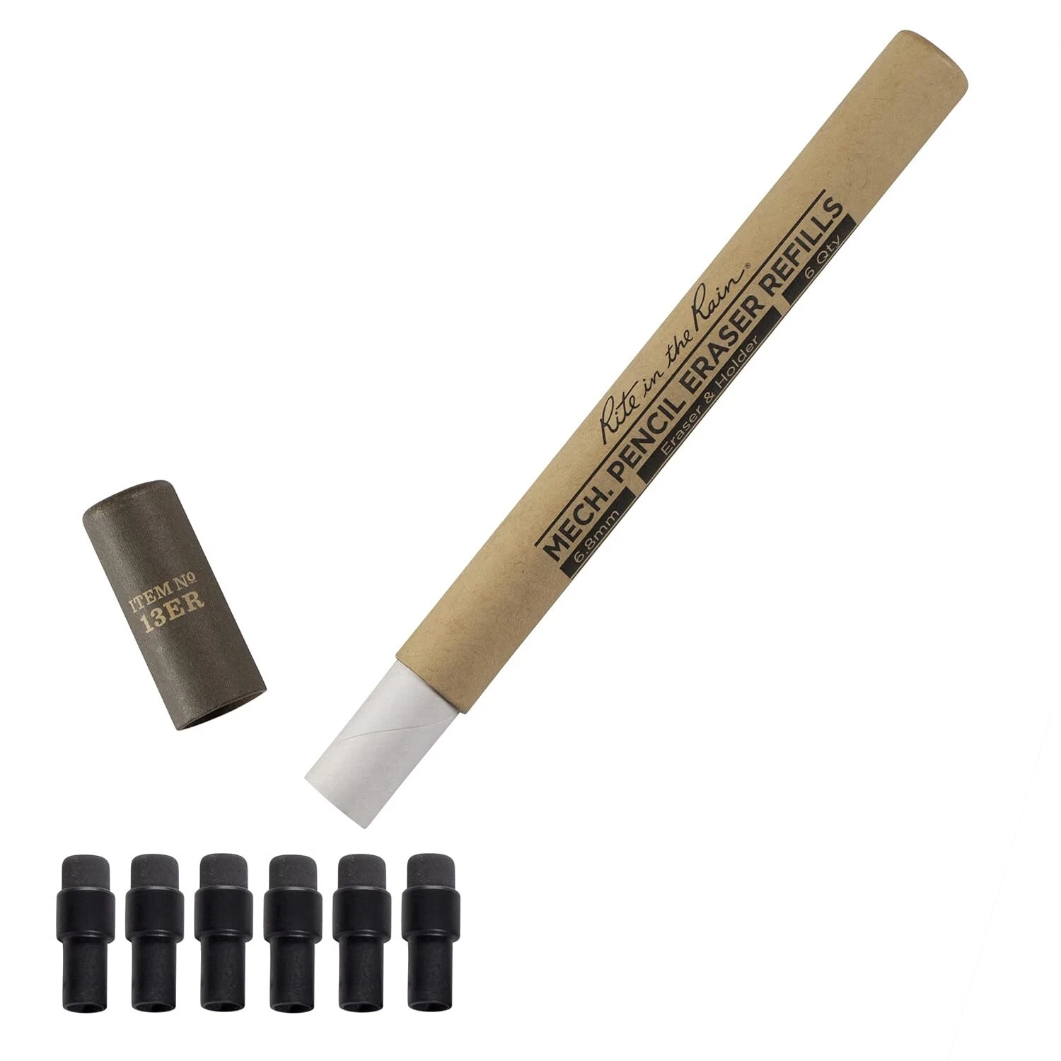 CRESTIN- Rite In The Rain Weatherproof Eraser Refill, 6 Per Pack (No. 13Er)