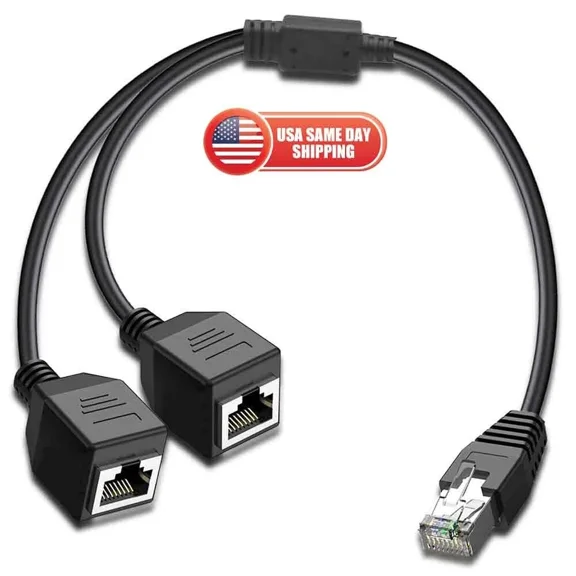 CRESTIN- Rj45 Splitter Adapter 1 To 2 Port Ways Cat 7 6 5 Lan Ethernet Cable Connector
