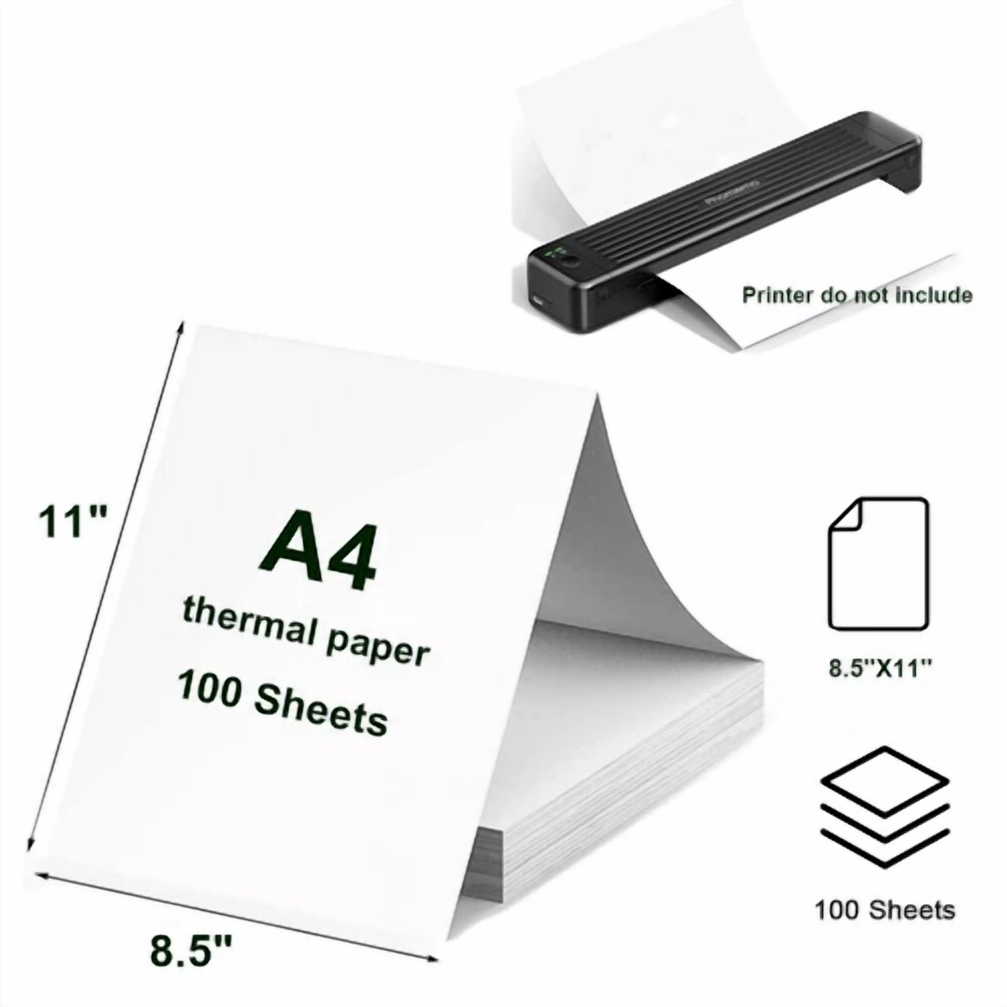 CRESTIN- SIANA- 100 Sheets A4 Thermal Paper 8.5"X11" For M08F Brother Pocketjet Pj762/Pj763Mfi