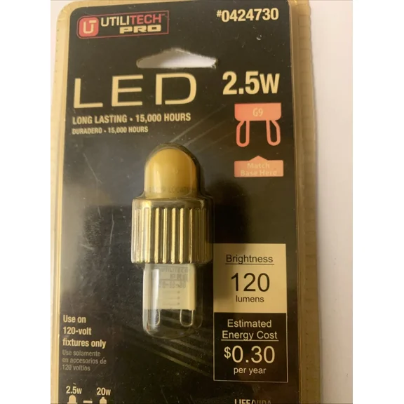 CRESTIN- SIANA- Utilitech 0424730 Led G9 Bulb 2.5 Watt (20W Equivalent) 3000K Warm