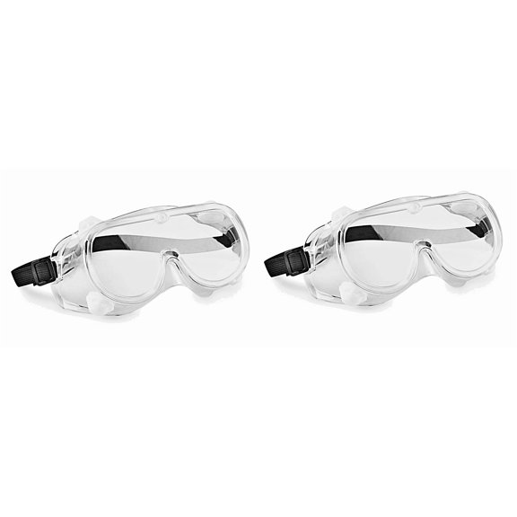 CRESTIN- Safety Goggles Vented Protective Eyewear Clear Lens/Durable/Adjustable 6" 2-Pack