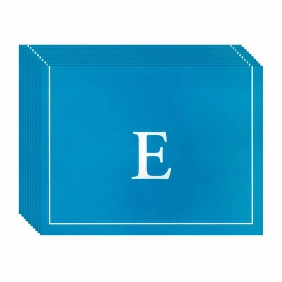 CRESTIN- Set Of 10 Blue Monogram "E" Blank Note Cards + Envelopes By American Greetings