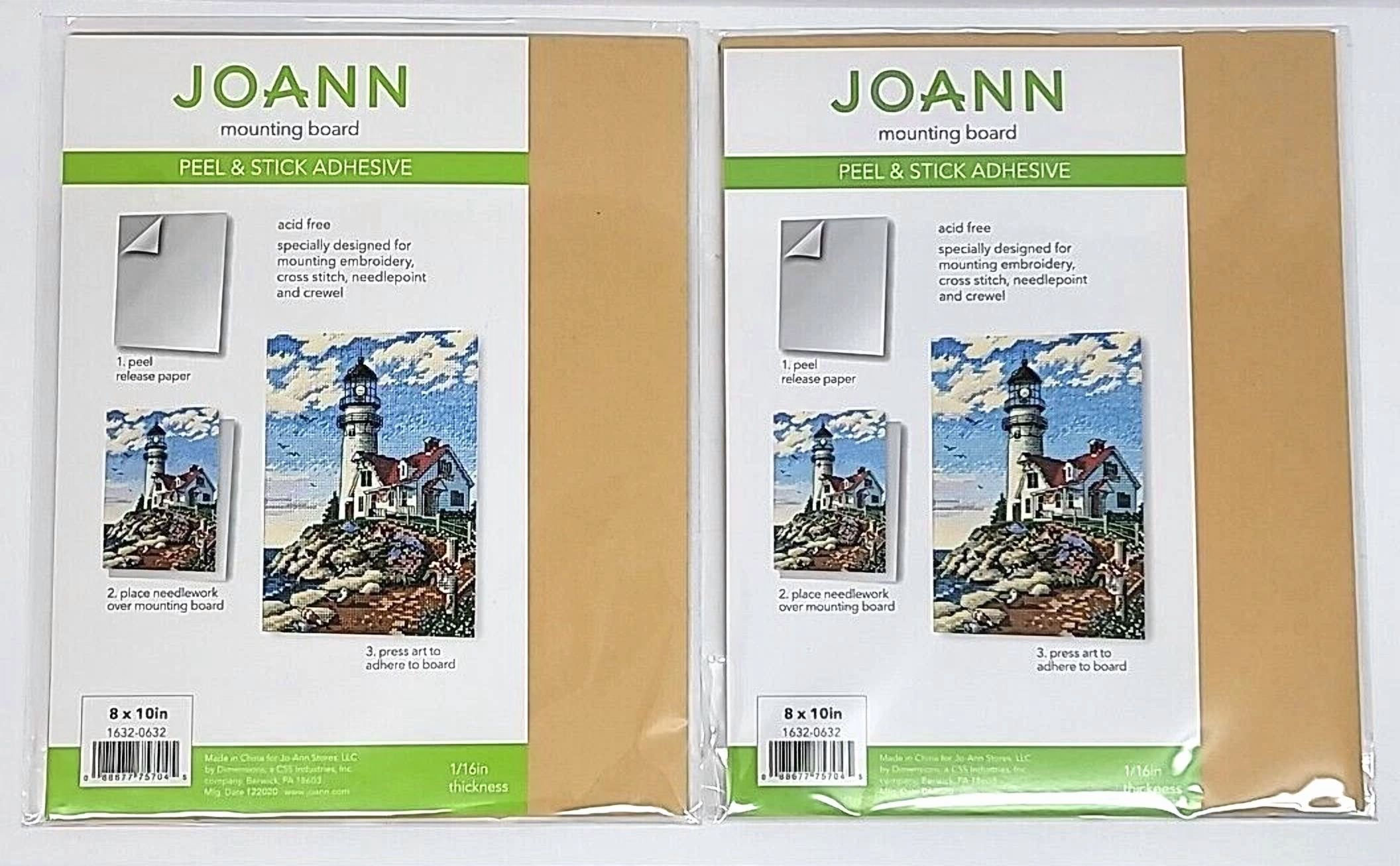 CRESTIN- Set Of 2 Joann Fabrics Mounting Board 8" X 10" Peel And Stick Adhesive Acid Free