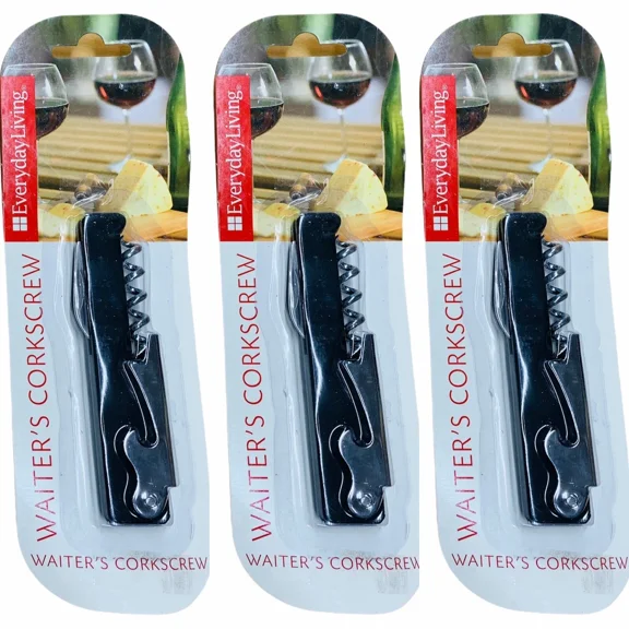 CRESTIN- Set Of 3 Everyday Living Waiter'S Black & Silver 4 1/2 Inch Corkscrew