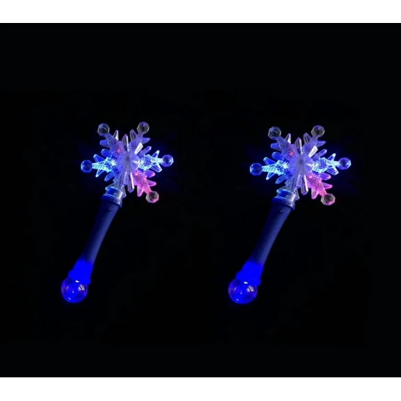 CRESTIN- Snowflake Wand Led Flashing Light Up Magic Wand Snowflake Glow Sticks 2 Pack