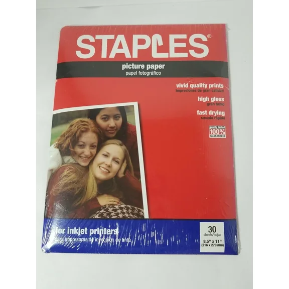 CRESTIN- Staples High Gloss Picture Paper 30 Sheets - New/Sealed For Inkjet Printers