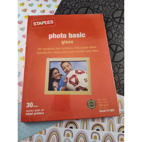 CRESTIN- Staples Photo Basic Gloss Paper 30 Ct. 8.5 X 11 For Ink Jet Printer 471861 New