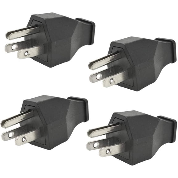 CRESTIN- Straight Blade Plug: 15 Amp 120-125 Volt 2Pole 3Wire. Male Cord Replacement 4Ct