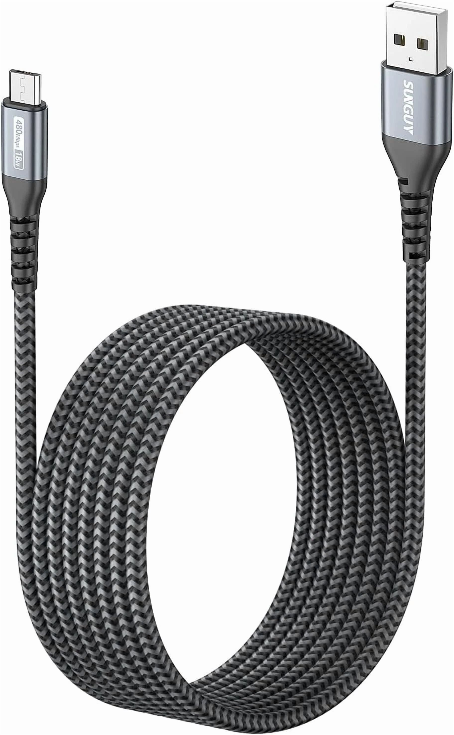 CRESTIN- Sunguy Micro Usb Cable 10Ft, 18W To Fast Grey
