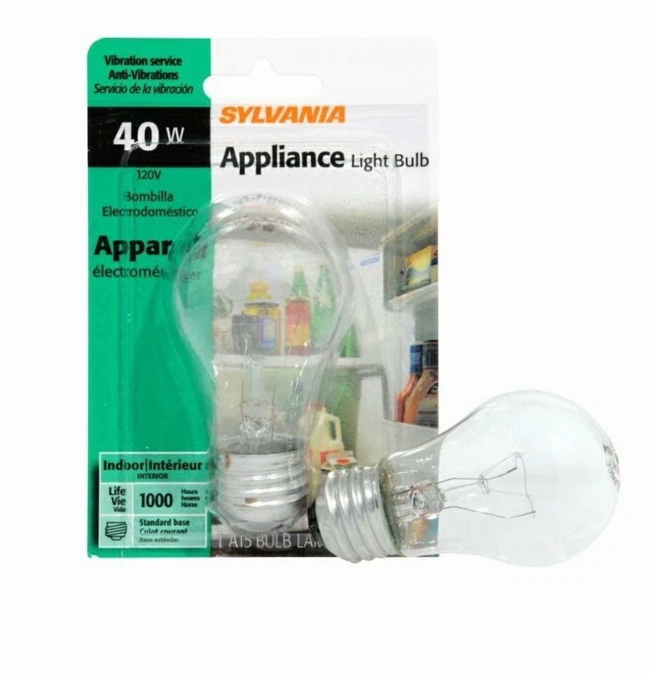 CRESTIN- Sylvania 40W Appliance Light Bulb A15 For Fridge Freezer Ovens E26 Medium Base