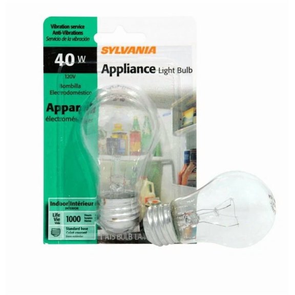 CRESTIN- Sylvania 40W Appliance Light Bulb A15 For Fridge Freezer Ovens E26 Medium Base