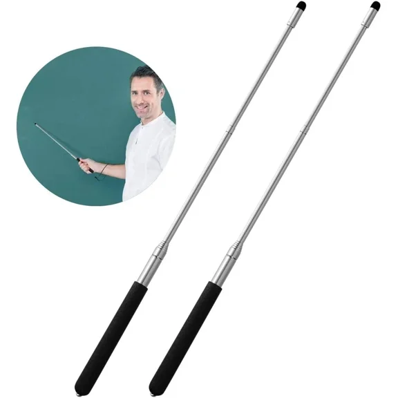 CRESTIN- Teachers Pointer Sticks, 2 Pack Telescopic Teaching Pointer, 2Pcs Black