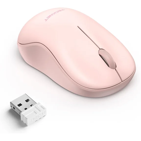 CRESTIN- Tecknet Silent Wireless Mouse 2.4G Usb Receiver 5 Dpi Laptop Pc Mac Pink