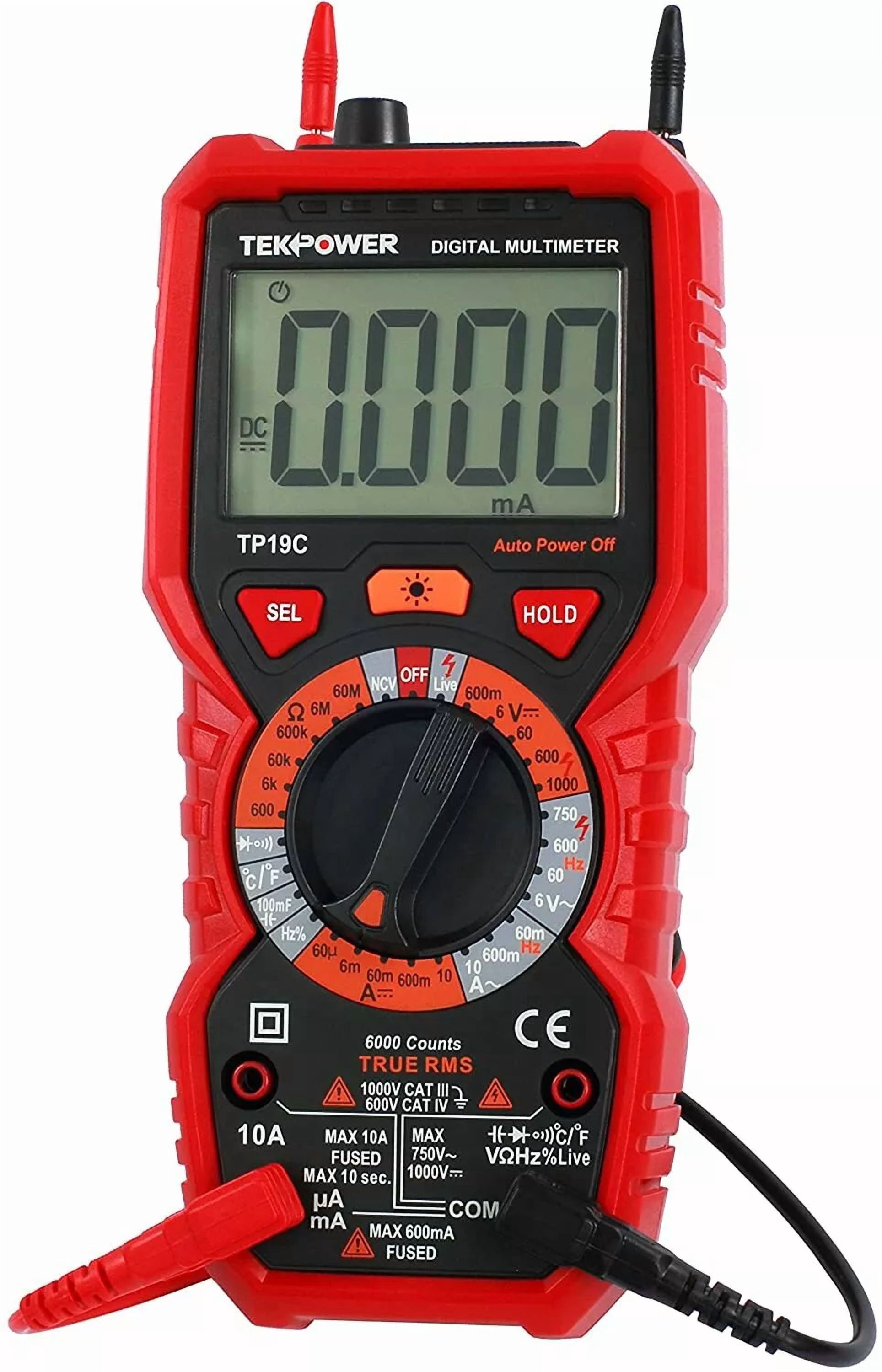 CRESTIN- Tekpower Tp19C True Rms Ac/Dc 10A Digital Multimeter With Ncv And Flashlight