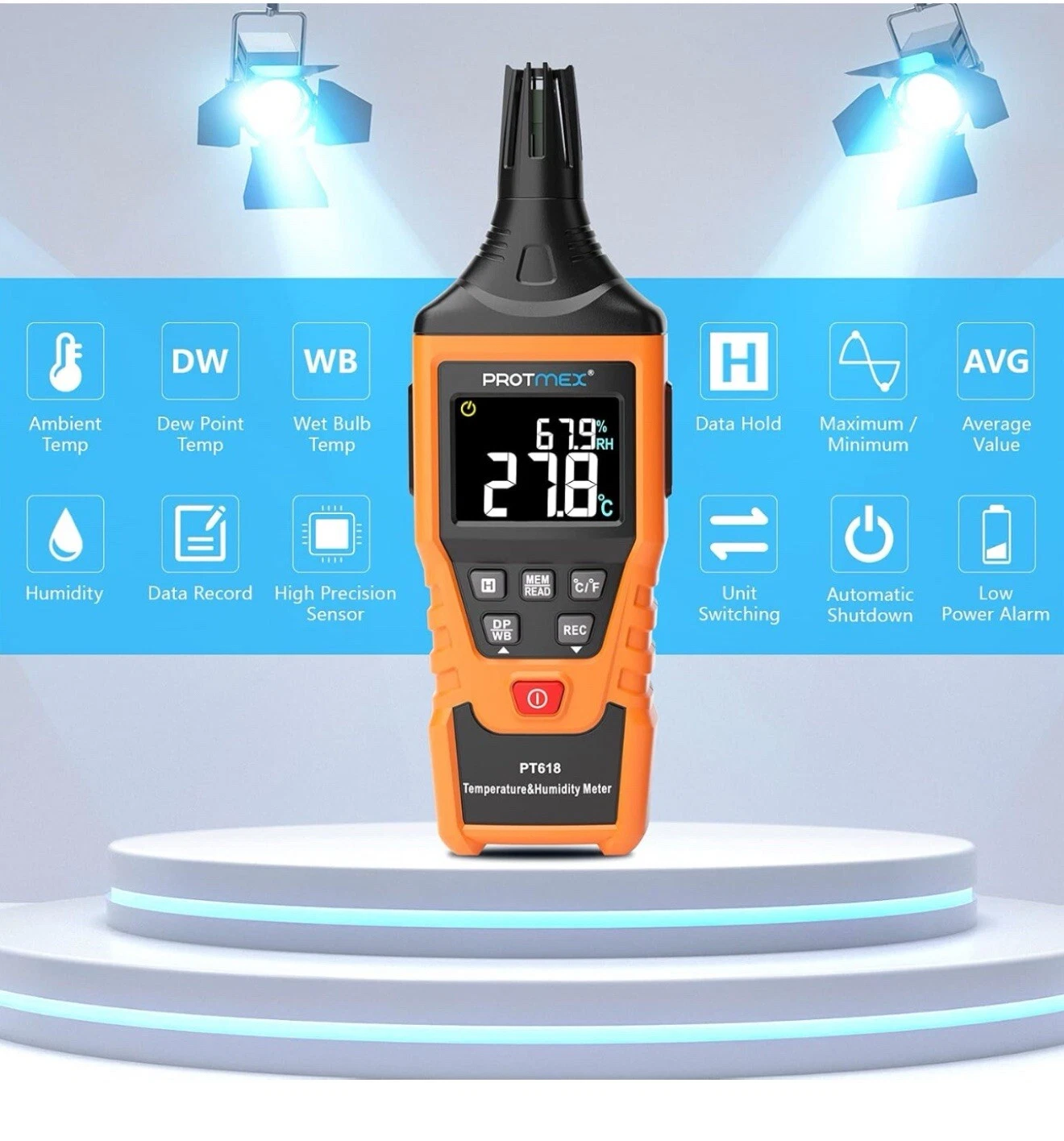 CRESTIN- Temperature Humidity Meter, Thermometer Hygrometer Monitor With Ambient