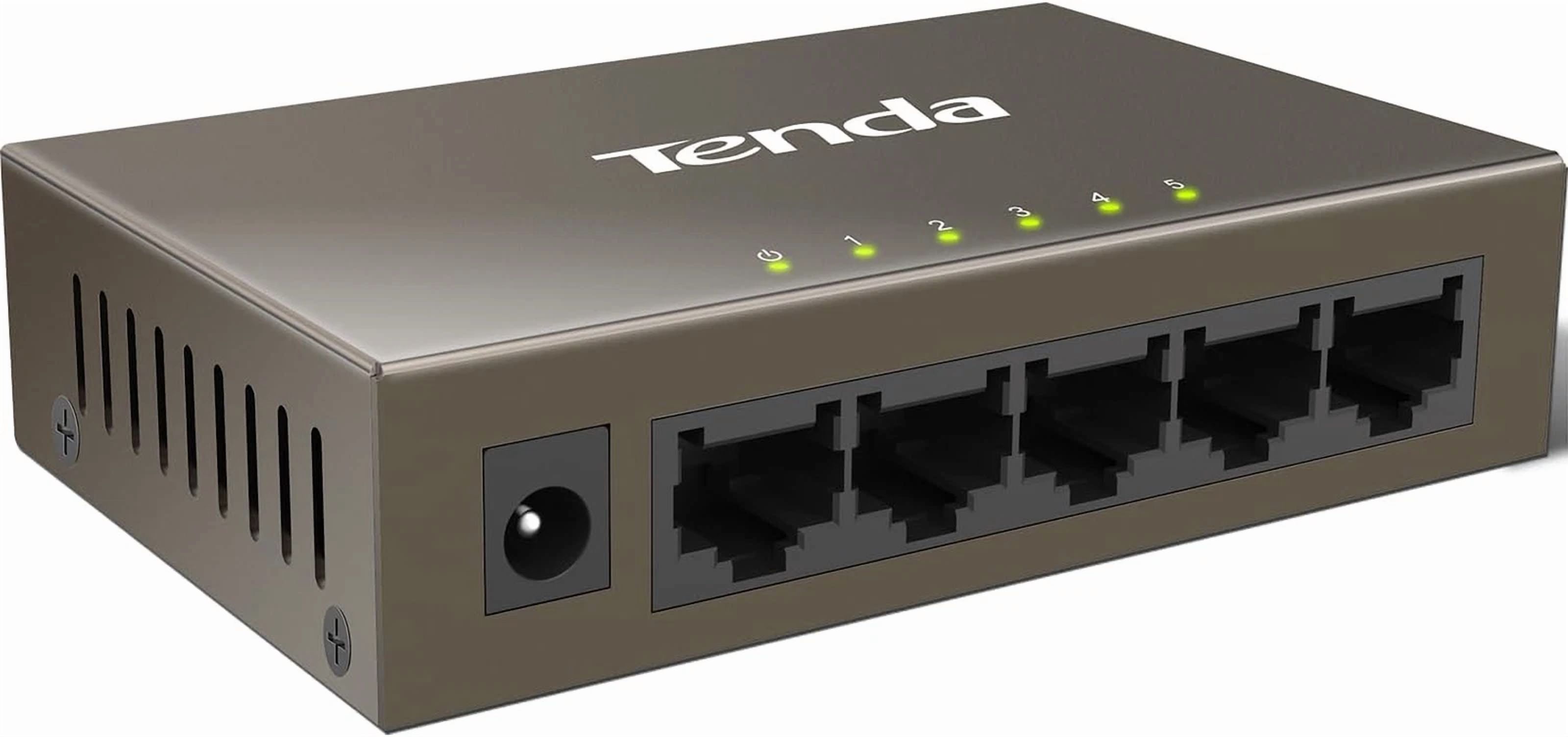 CRESTIN- Tenda Tef1005D, 5-Port 10/100Mbps Fast Ethernet Unmanaged Switch, Network Hub, E