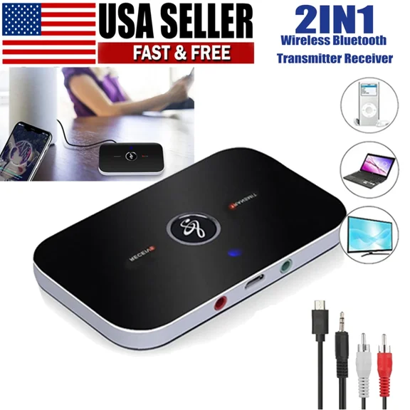 CRESTIN- Transmitter Receiver 3.5Mm Jack Aux Adapter 2 In 1 Wireless Audio Bluetooth 5.0