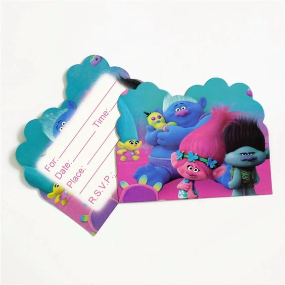 CRESTIN- Trolls Birthday Party Invitations 10 Pieces Kids Us Seller New