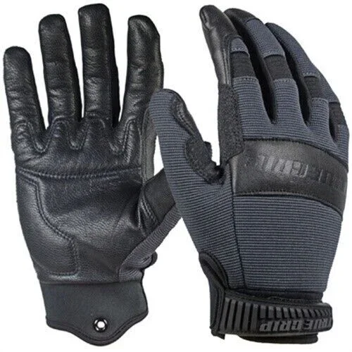 CRESTIN- True Grip, Hybrid Leather Work Gloves, Goatskin/Spandex, Black, Men'S Medium