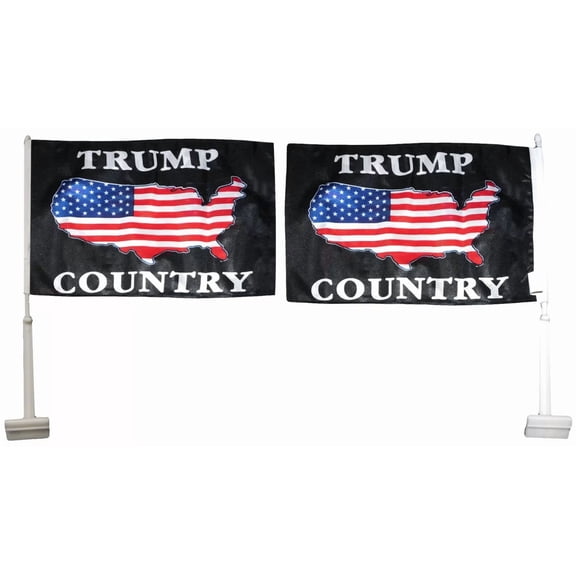 CRESTIN- Trump 2024 Country Black 12"X18" Double Sided Rough Tex Knit Nylon Car Flag