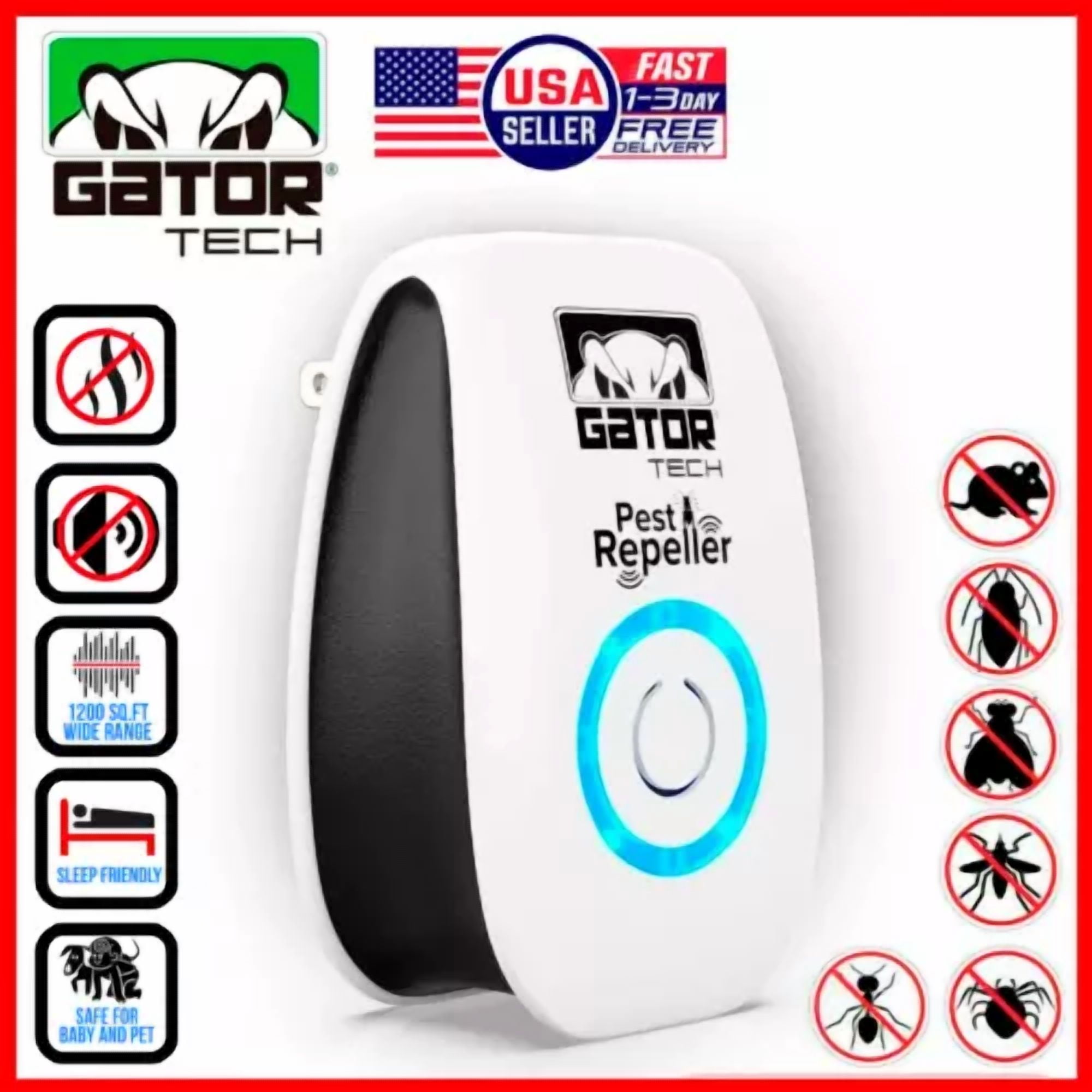 CRESTIN- Ultrasonic Pest Insect Rodent Repeller Electronic Plug-In Mice Rat Cockroach Bug