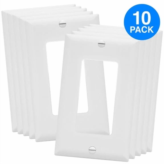 CRESTIN- Unbreakable Decorator Outlet / Switch Wall Plate Cover White - 1 Gang (10 Pack)