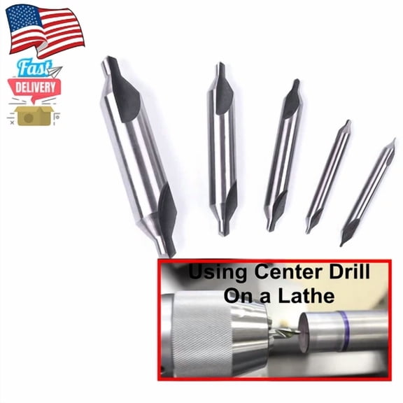 CRESTIN- Us Center Drill Countersink Pilot Bit Lathe 5 Pc Set Drill Bit Hss Metal