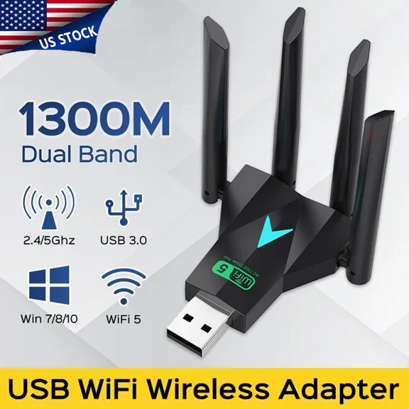 CRESTIN- Usb 3.0 Wireless Wifi Adapter 1300Mbps Long Range Dongle Dual Band Network Lot