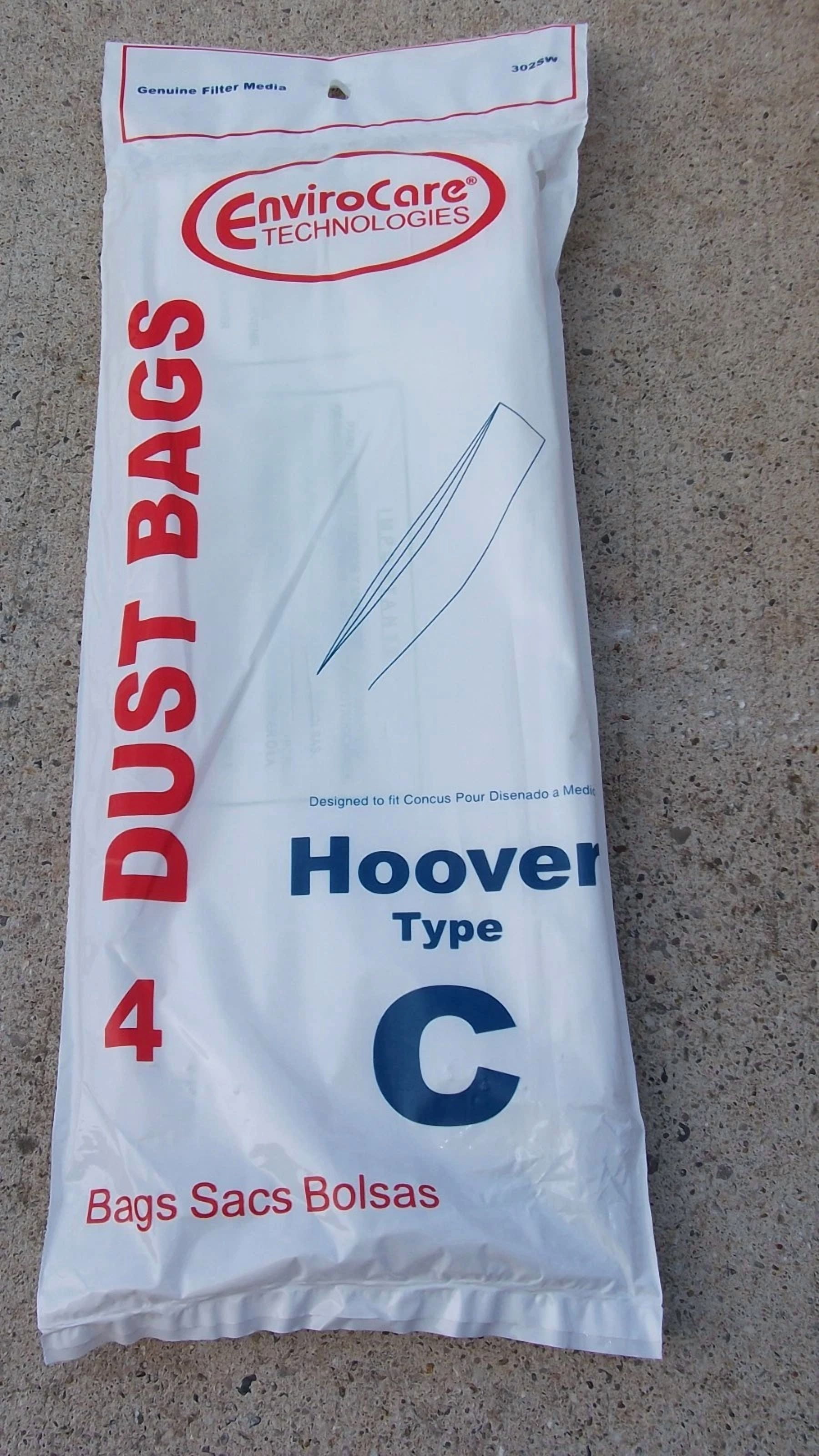 CRESTIN- Vacuum Cleaner Type C Bag 4 Bags Fit Hoover Bottom Fill Convertible 4010077C