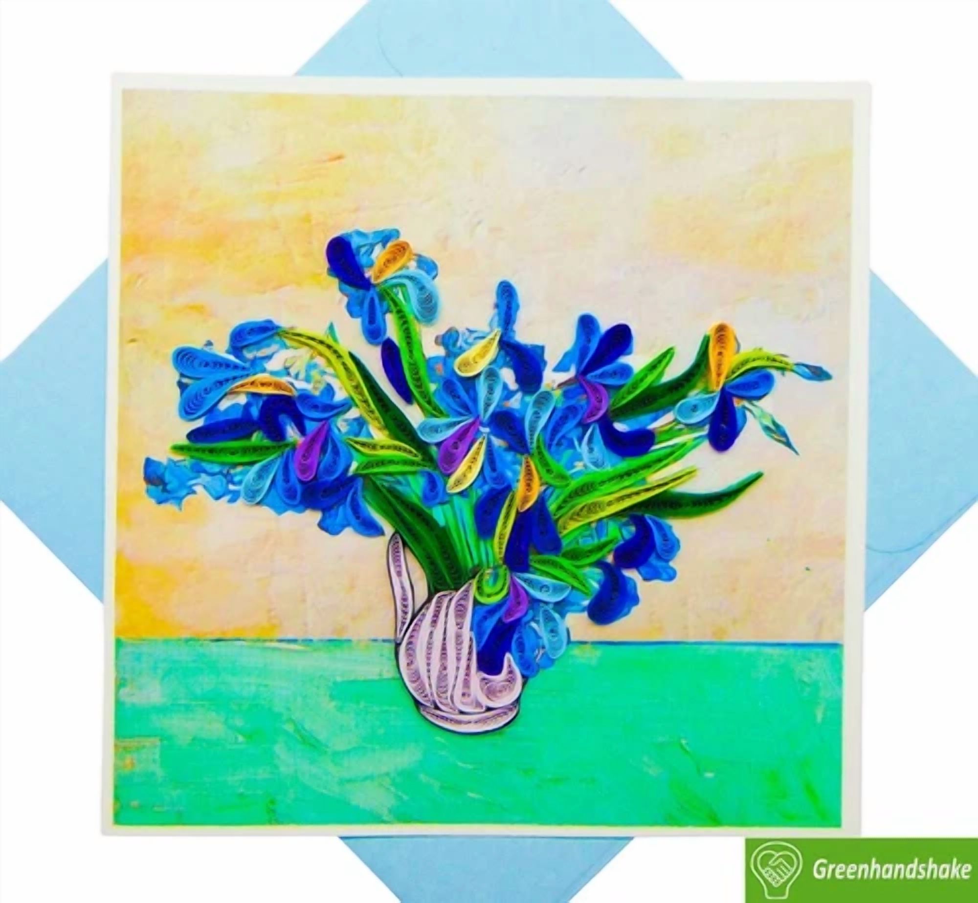 CRESTIN- Van Gogh'S Irises (1890) Quilling Art Greeting Card - Perfect Gift