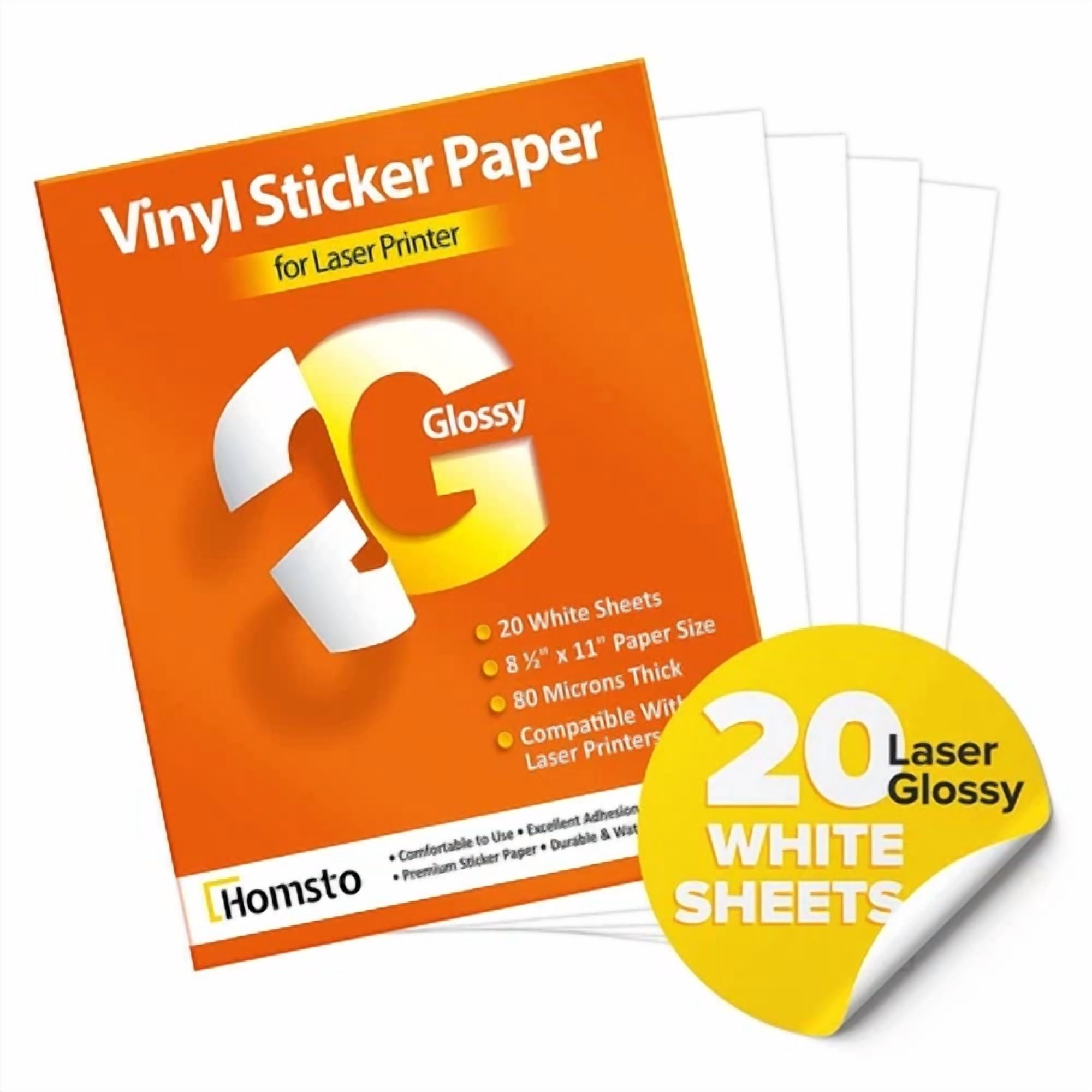 CRESTIN- Vinyl Sticker Paper, Glossy Printable Vinyl Sticker Paper For Laser Printer, ...
